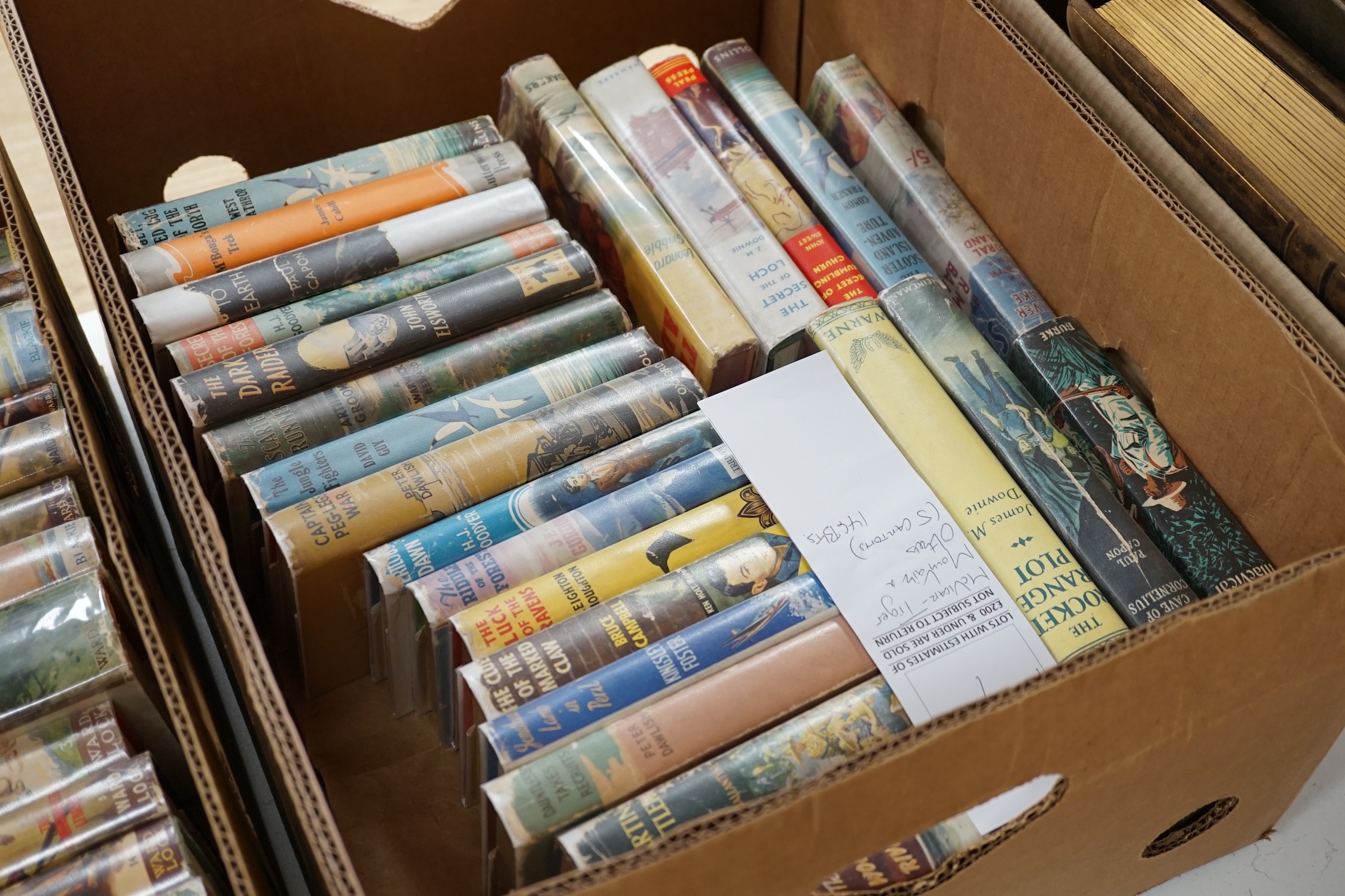 Children's Books - mostly illus. and in d/wrappers, including Biggles books; the Westermans; MacVicar's Tiger Mountain, Capon's The Cave of Cornelius; (1950's / 60's), approx. 120.